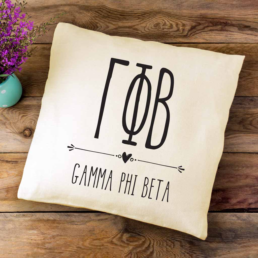 Gamma Phi Greek Boho Sorority Throw Pillow Cover for Dorm or Apartment