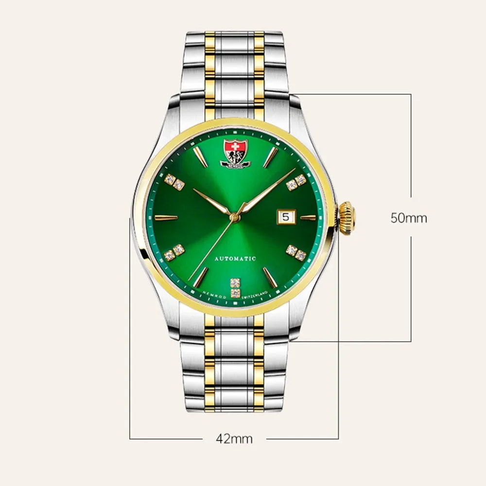 Golden Stainless Steel Luminous Automatic Business Watch for Men