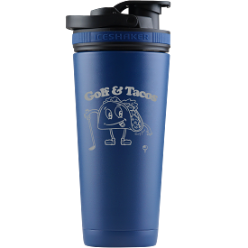 Golf & Tacos Ice Shaker Bottle Blue 26 oz.