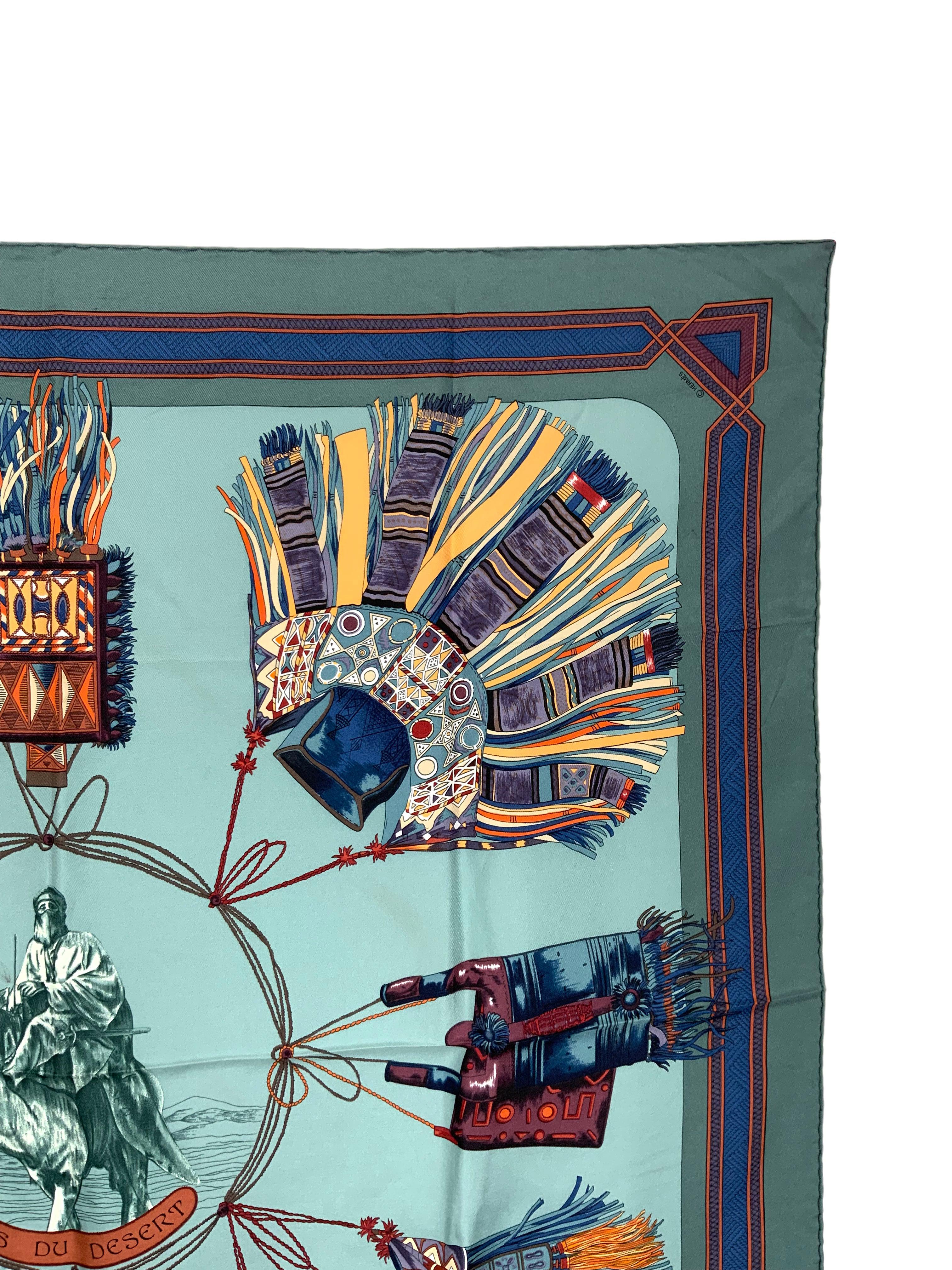 HERMES Cuirs du Desert Silk Scarf 90