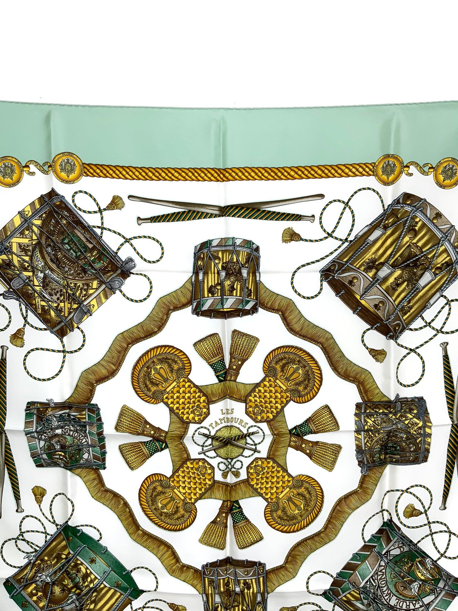 Hermes Les Tambours Silk Scarf 90