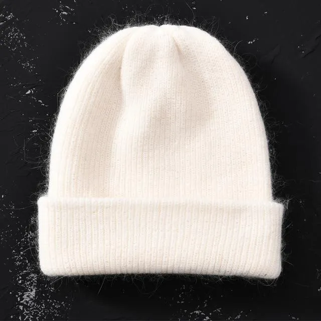 Knitted Beanies Thick Warm Ladies Wool Female Beanie Hats