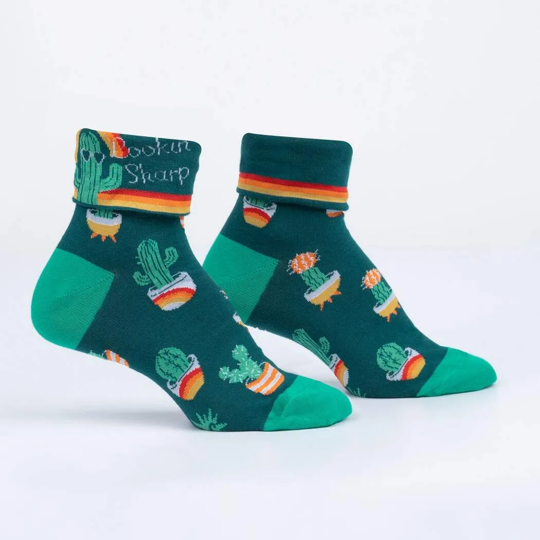 Lookin' Sharp Turn Cuff Crew Socks