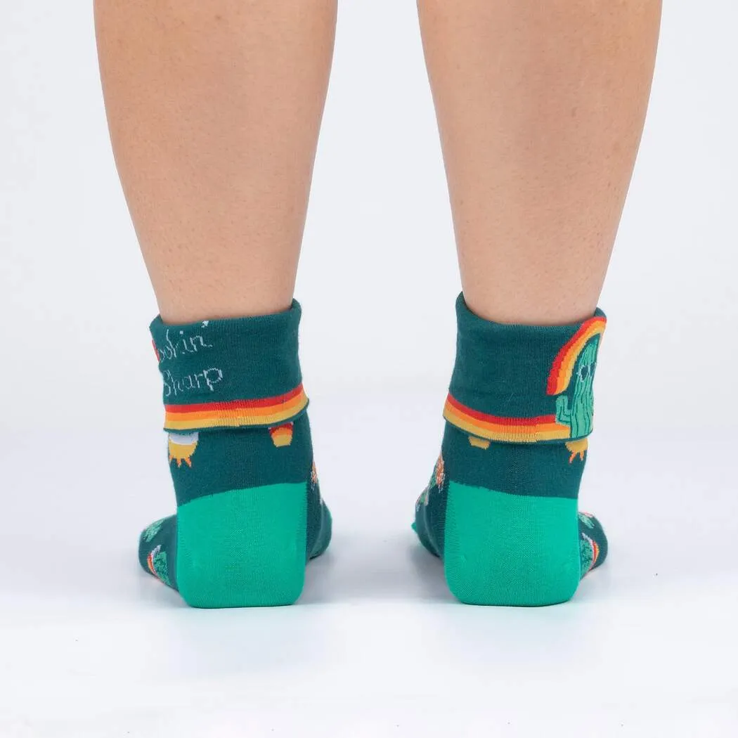 Lookin' Sharp Turn Cuff Crew Socks