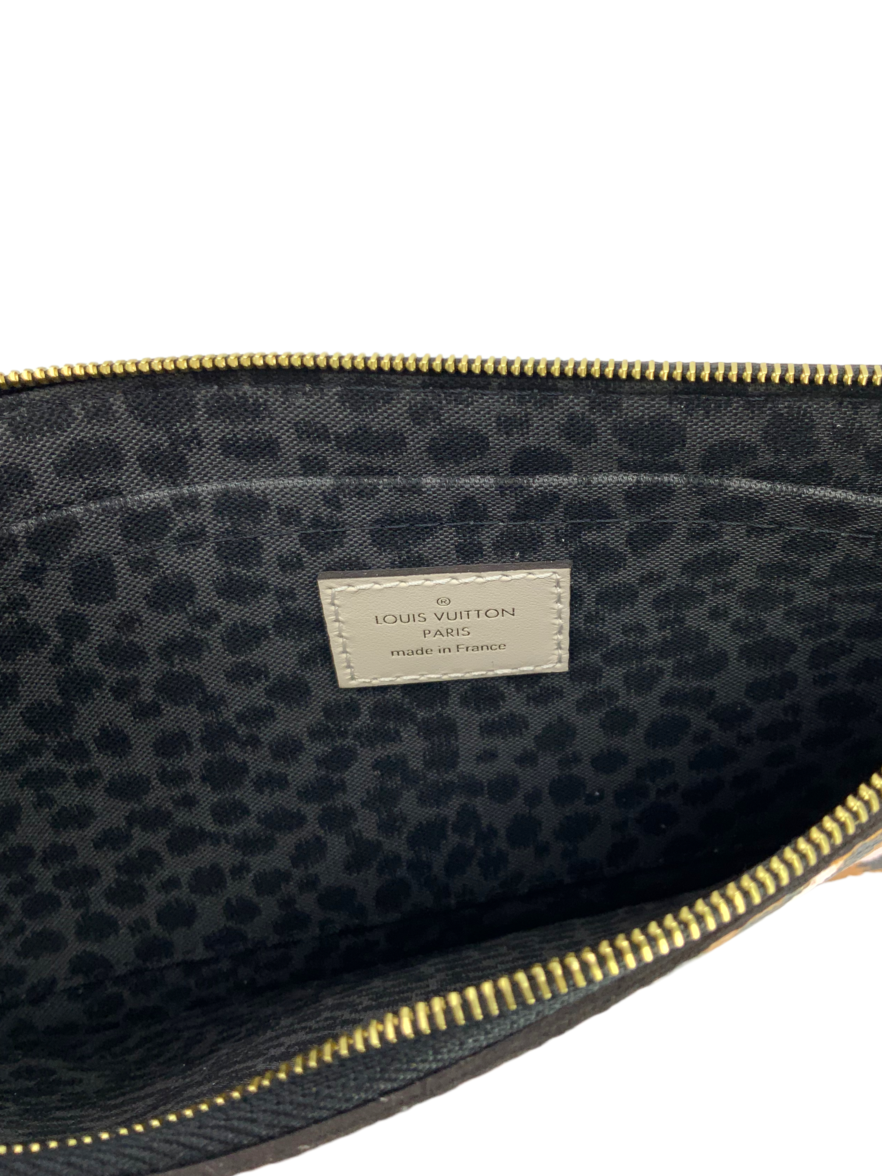 LOUIS VUITTON Wild at Heart Neverfull MM Pochette Wristlet NEW