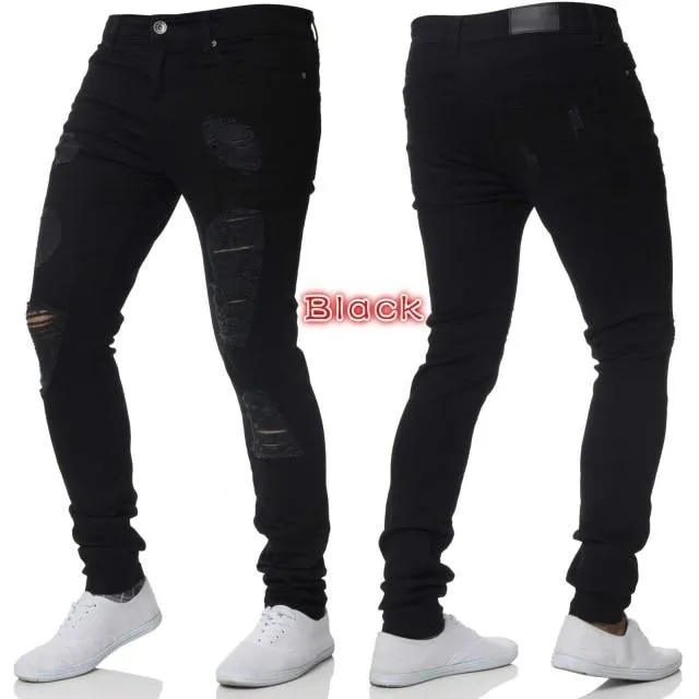 Men's Cool Cotton Vintage Europe American Style Hole Trousers