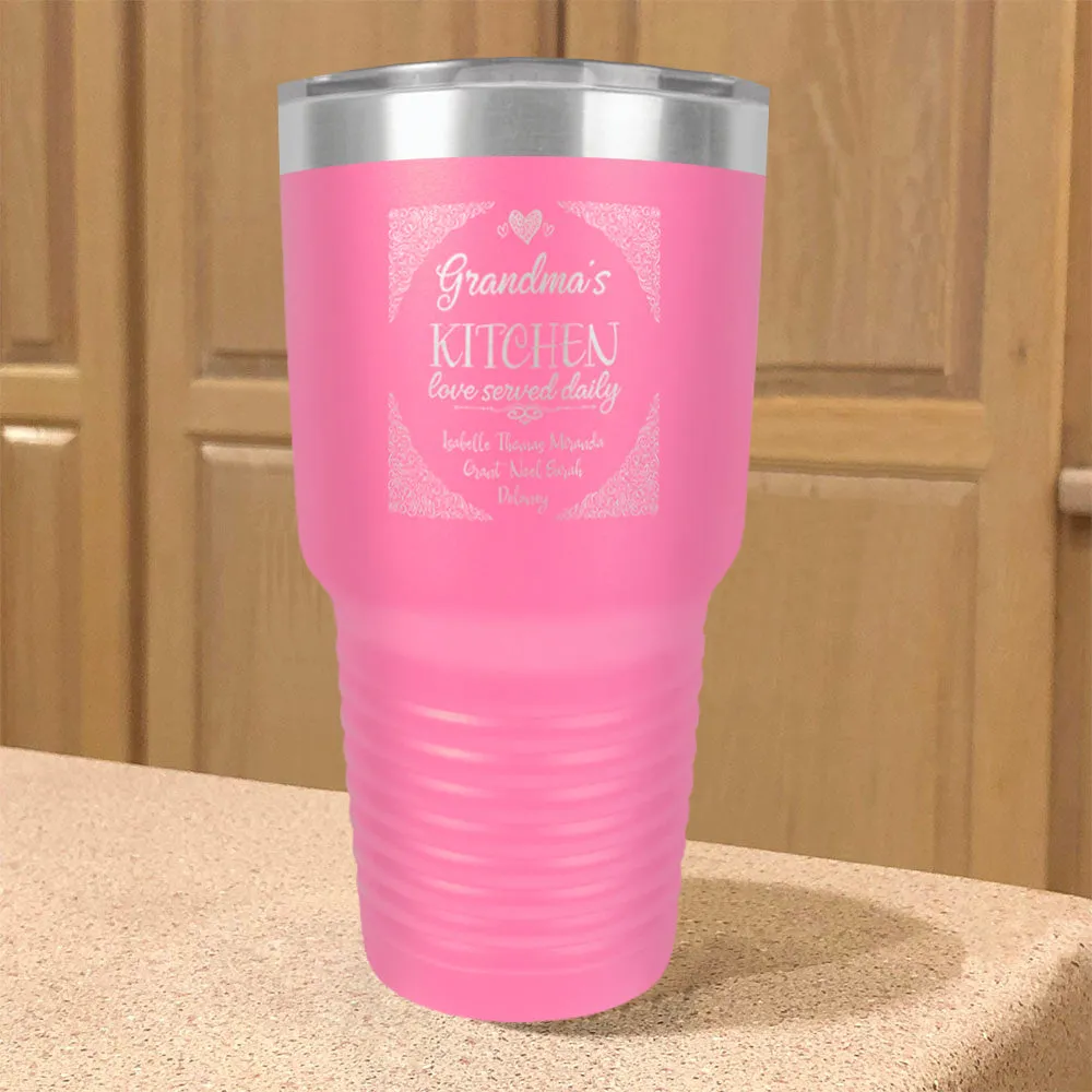 Personalized Stainless Steel Tumbler Love Served Daily Grandma