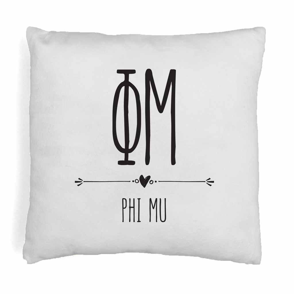 Phi Mu Greek Boho Sorority Throw Pillow Cover for Dorm or Apartment