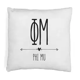 Phi Mu Greek Boho Sorority Throw Pillow Cover for Dorm or Apartment