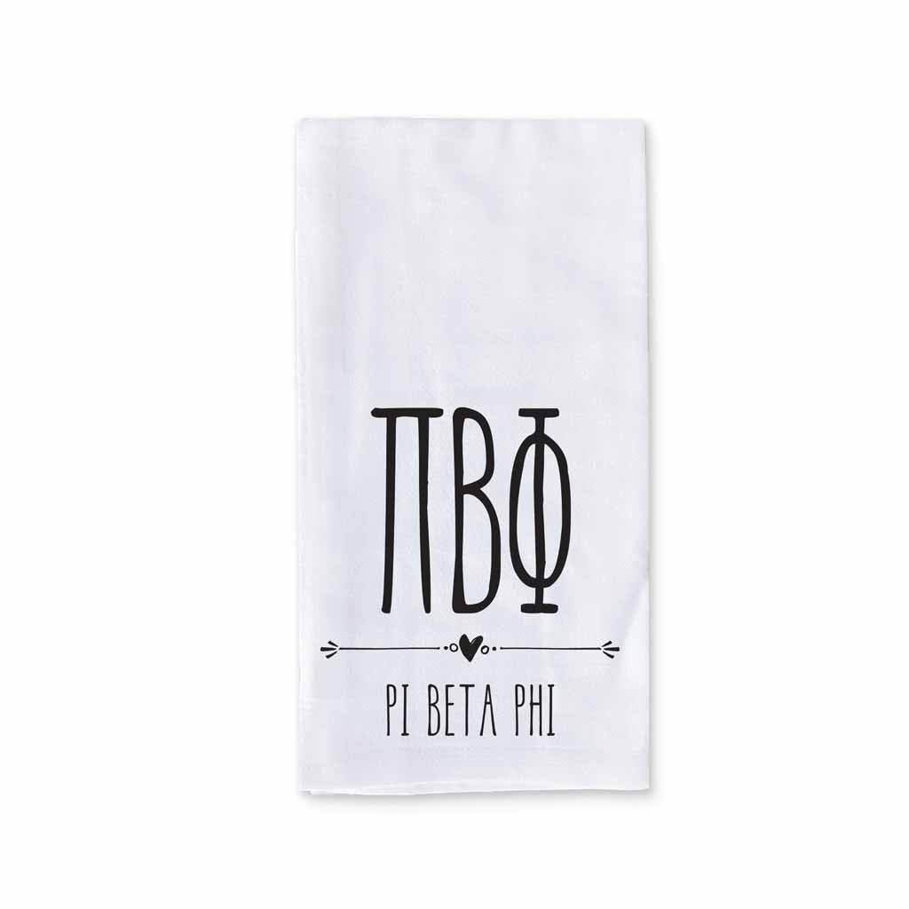 Pi Beta Phi Sorority Kitchen Towel with Boho Design