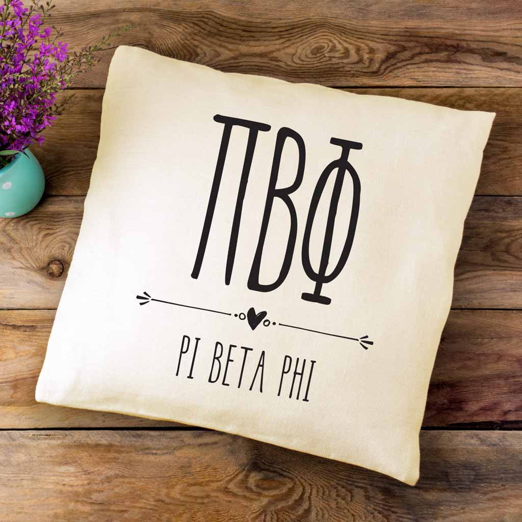 Pi Phi Greek Boho Sorority Throw Pillow Cover for Dorm or Apartment