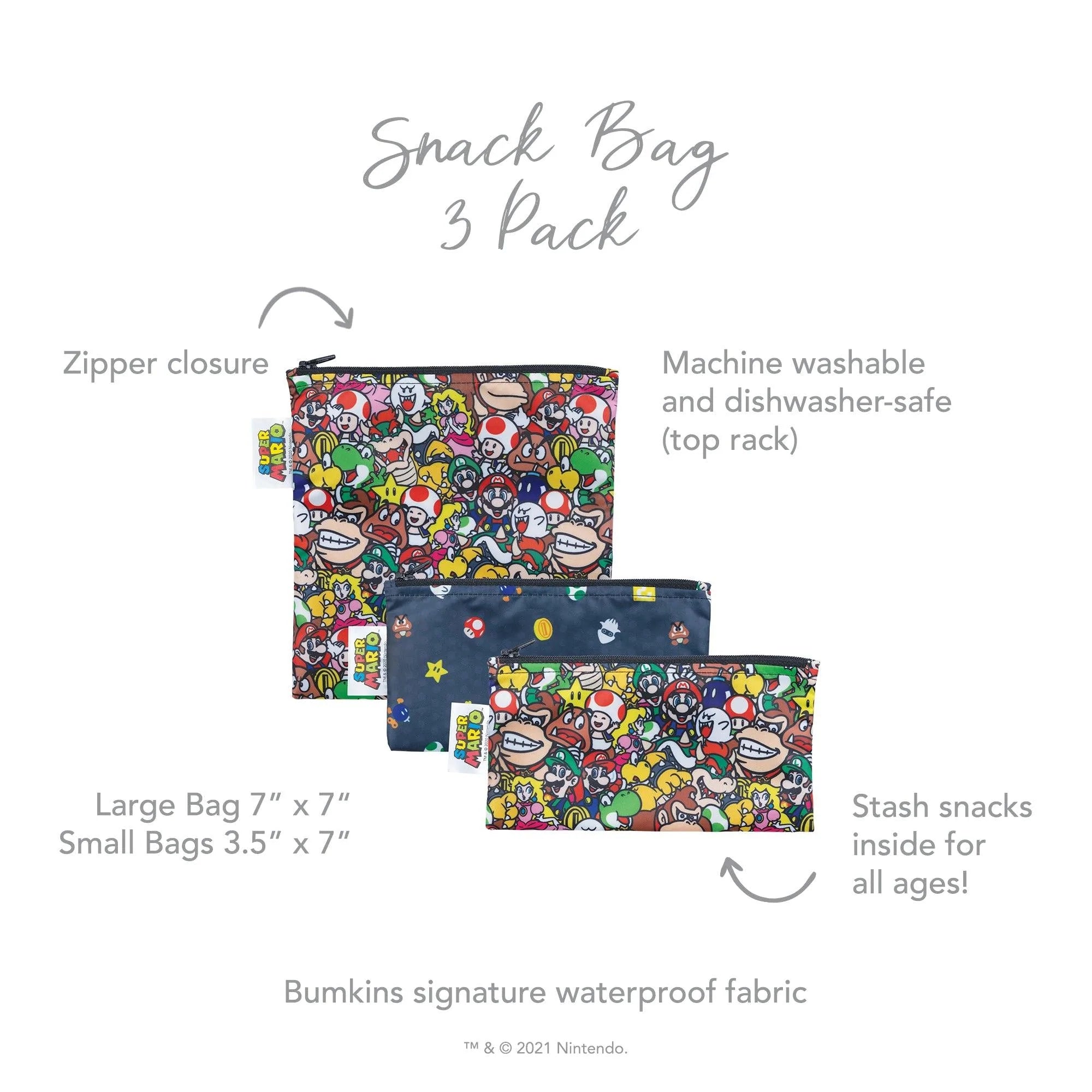 Reusable Snack Bag, 3-Pack: Super Mario Power Up