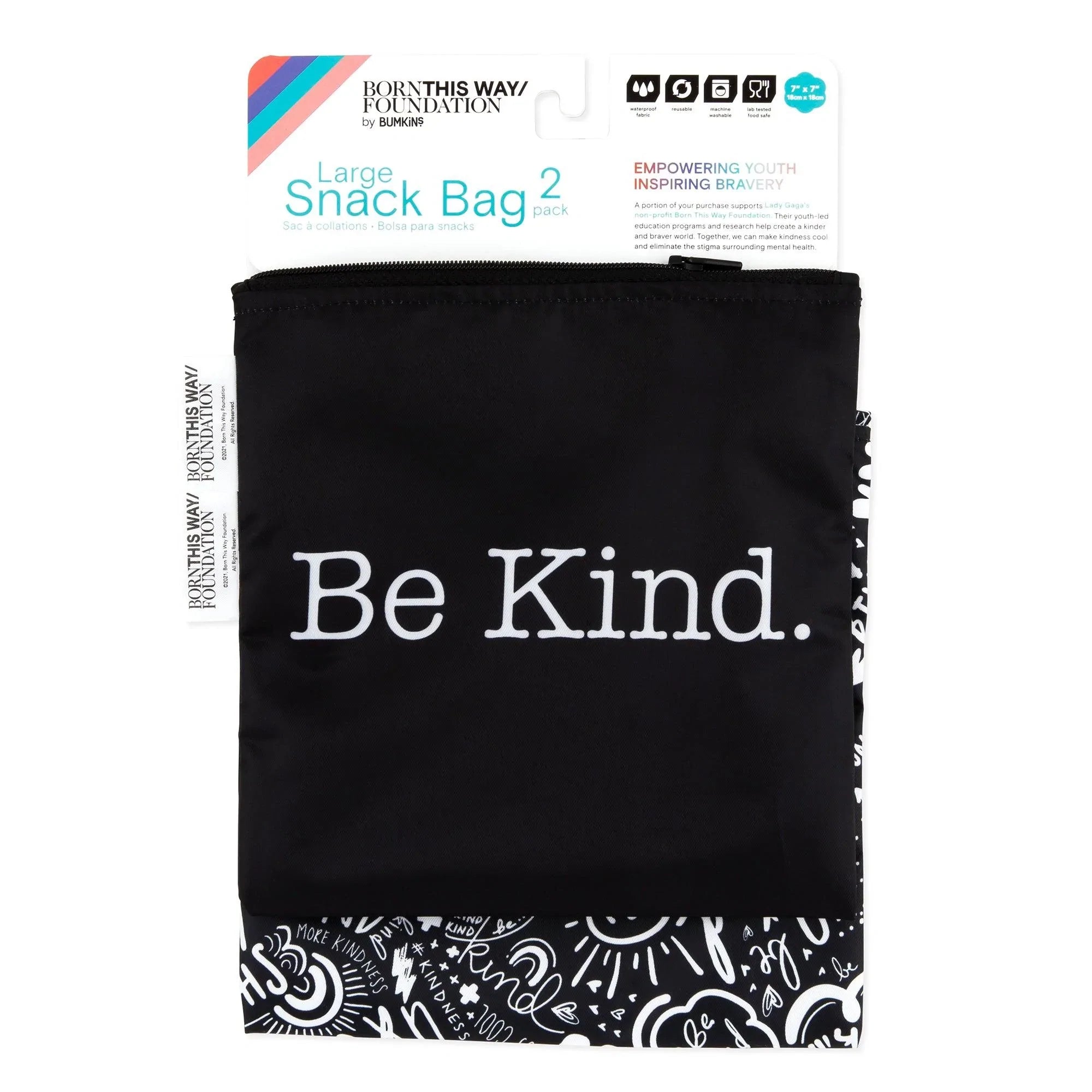 Reusable Snack Bag, Large 2-Pack: Be Kind