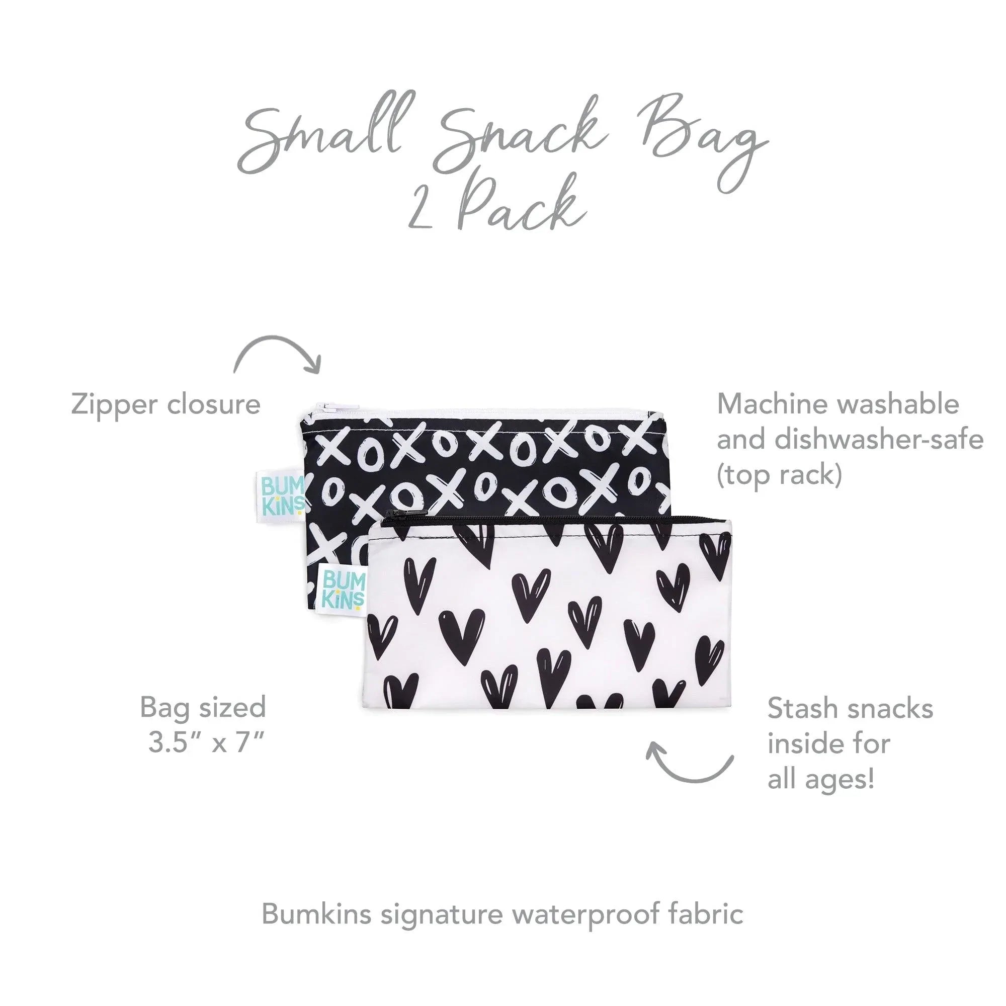 Reusable Snack Bag, Small 2-Pack: XOXO & Hearts