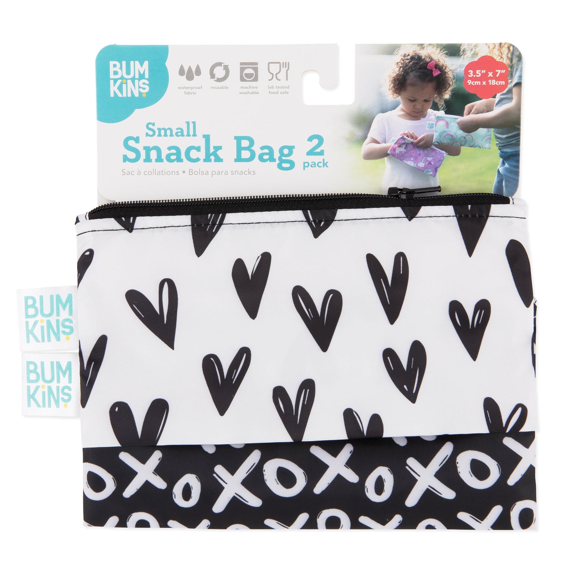 Reusable Snack Bag, Small 2-Pack: XOXO & Hearts