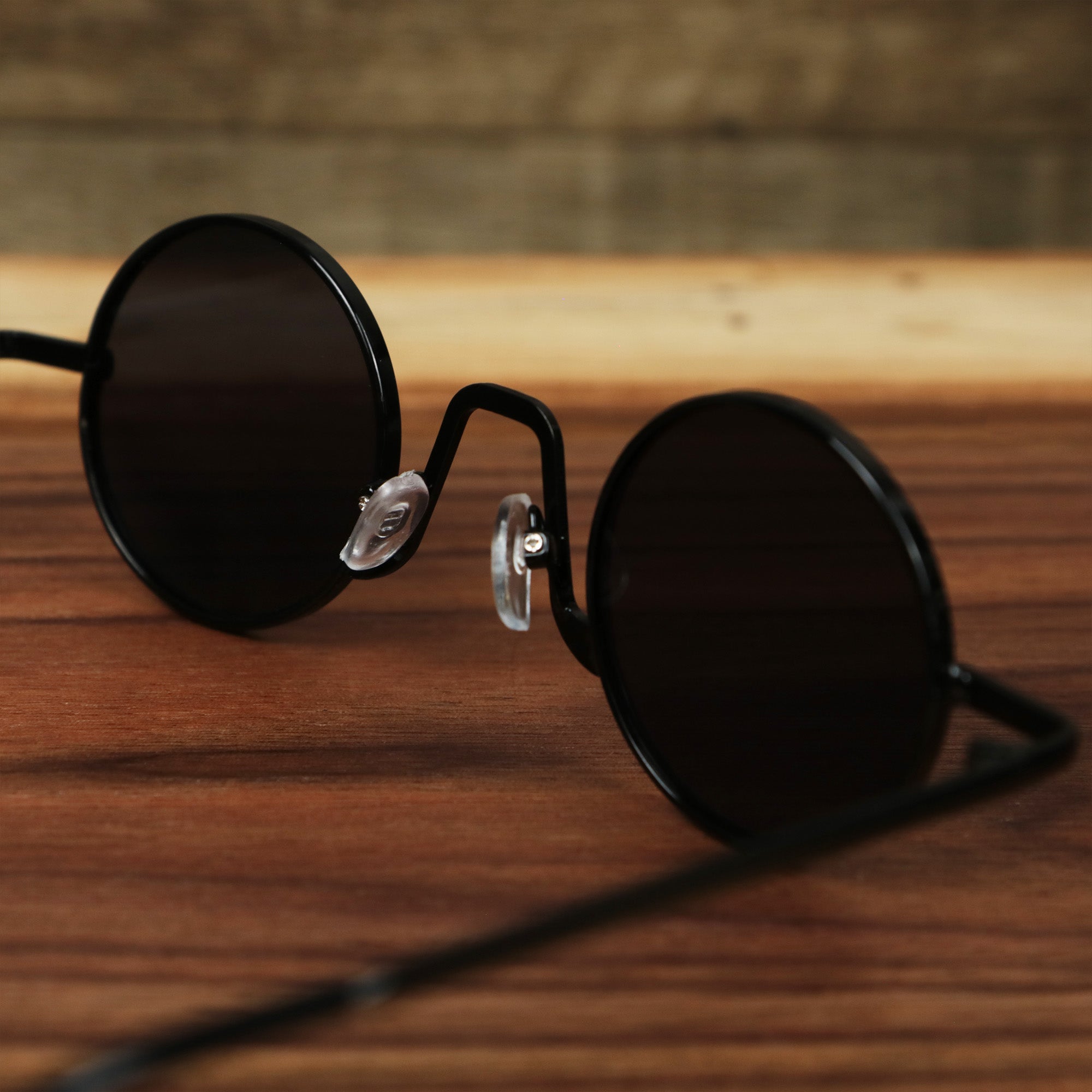 Round Frames Black Lens Sunglasses with Black Frame