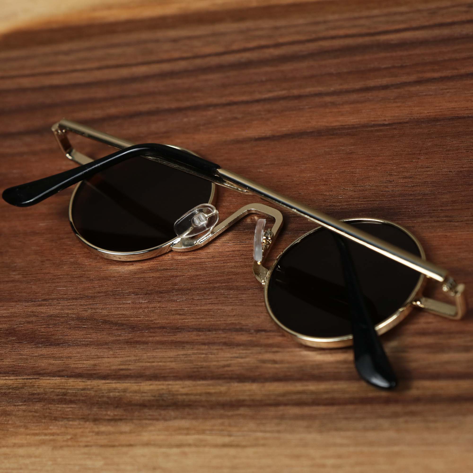 Round Frames Brown Lens Sunglasses with Gold Frame