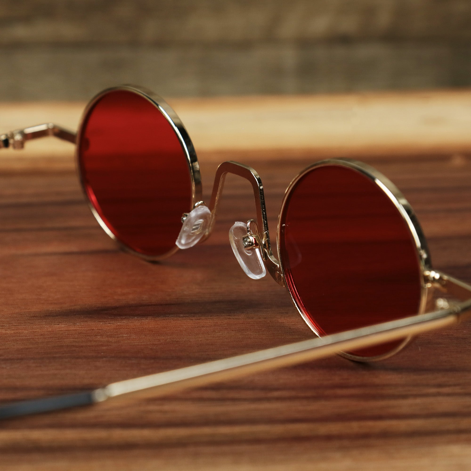 Round Frames Red Lens Sunglasses with Gold Frame