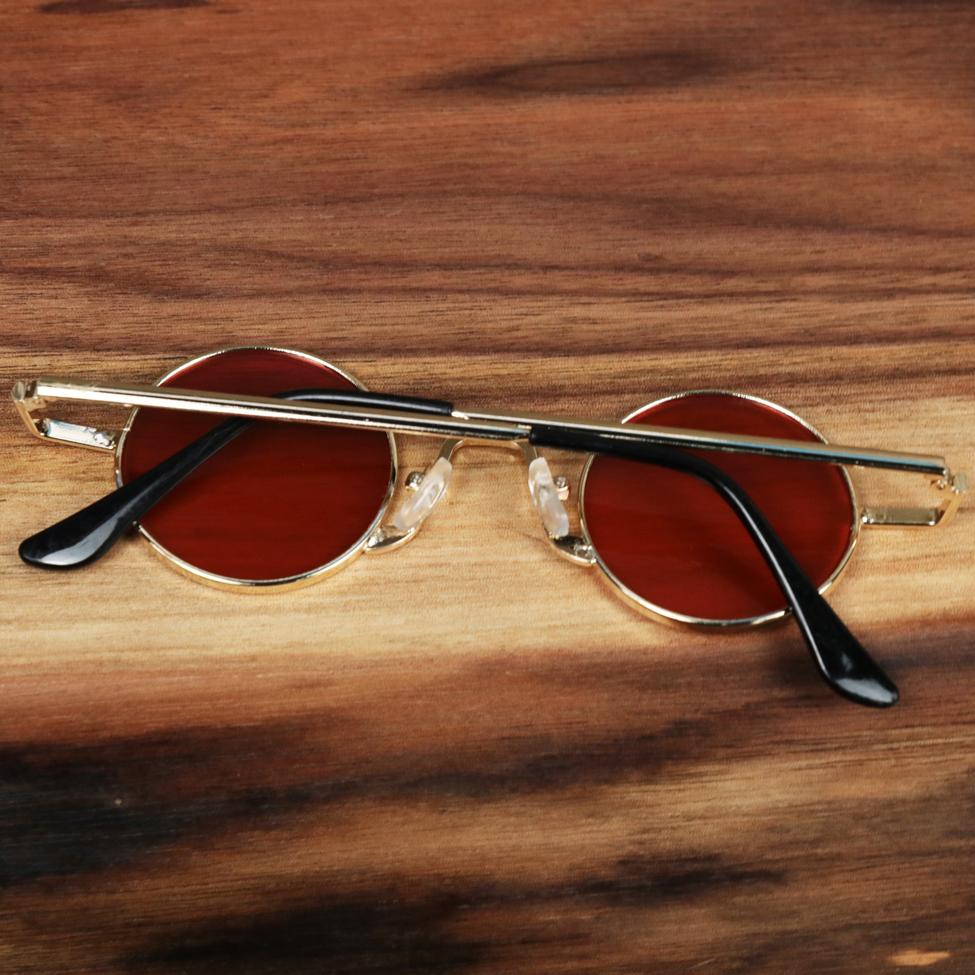 Round Frames Red Lens Sunglasses with Gold Frame