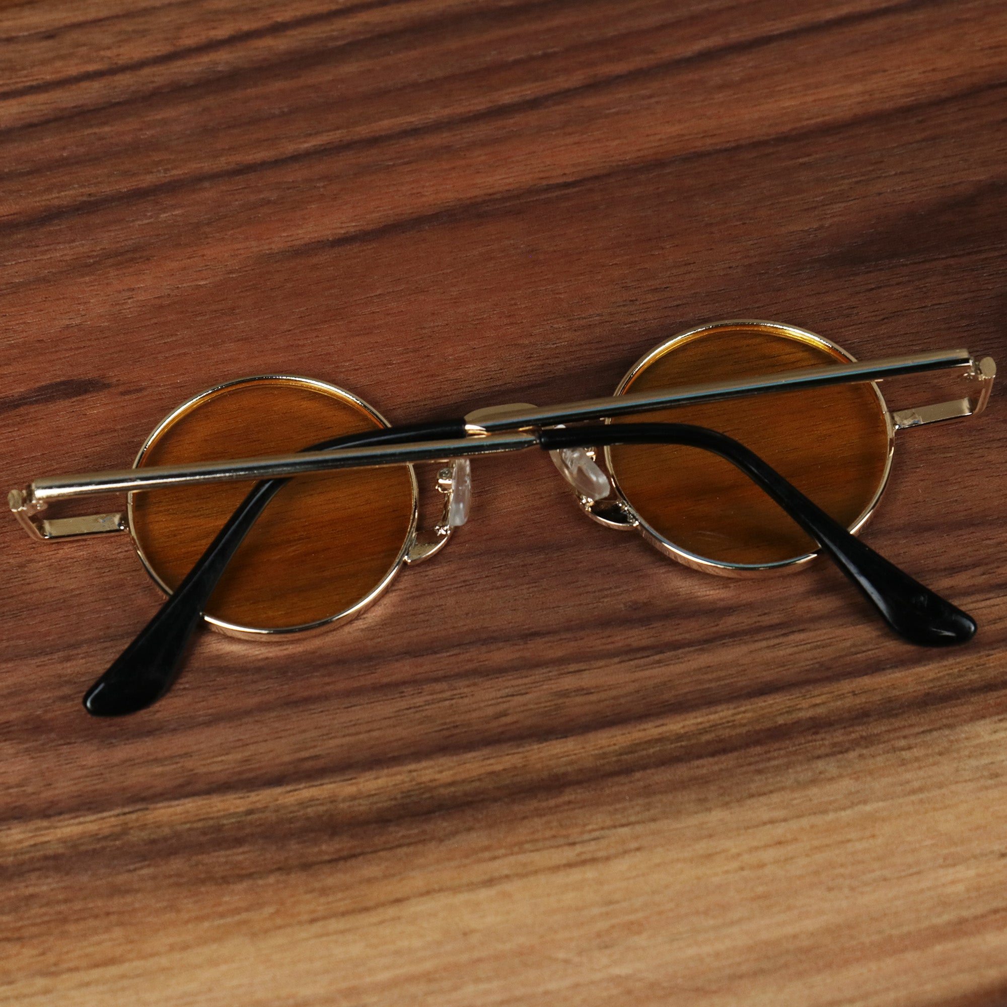 Round Frames Yellow Lens Sunglasses with Gold Frame