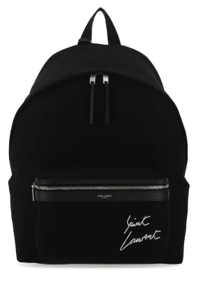 Saint Laurent City Logo Emboridered Zipped Backpack