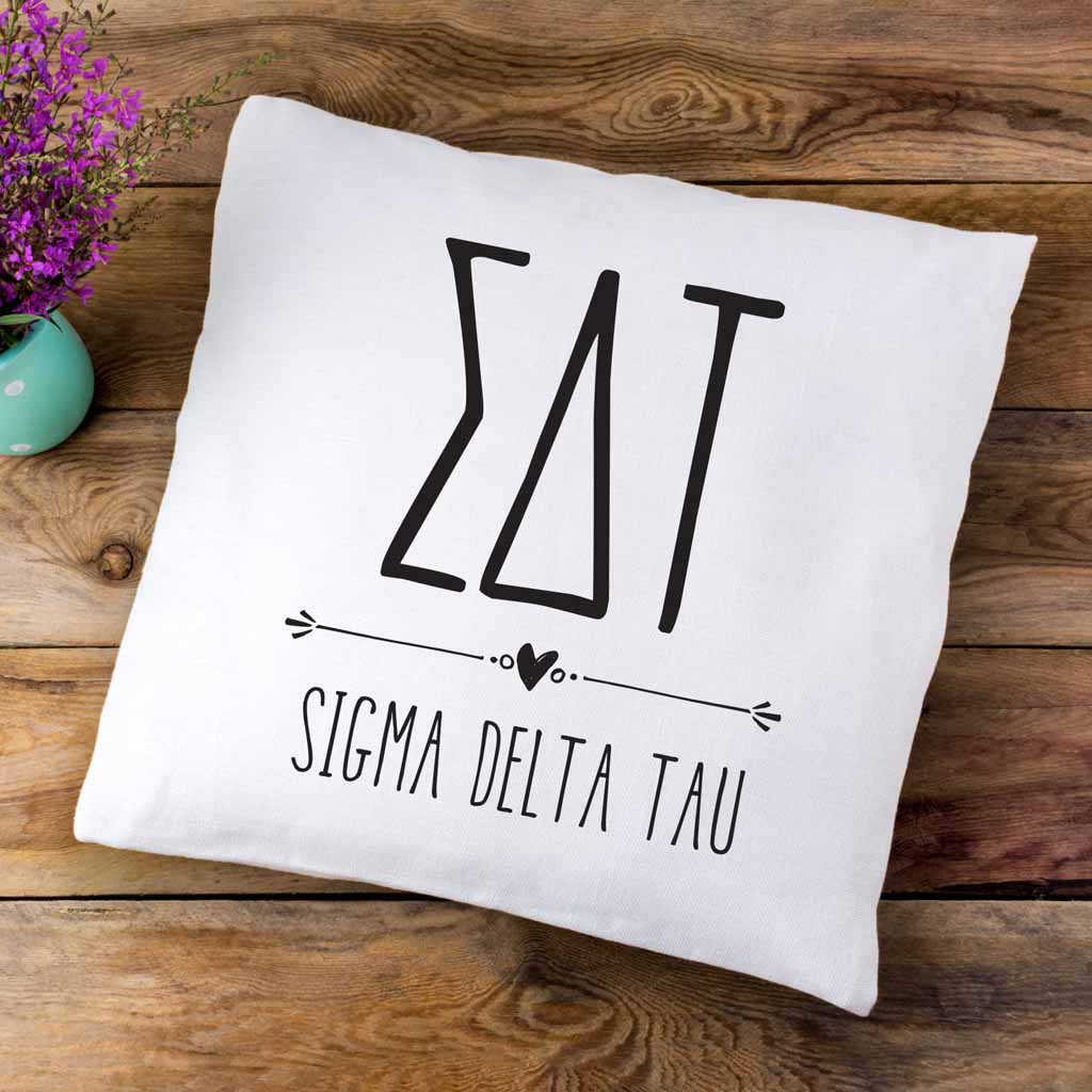 Sigma Delta Tau Greek Boho Sorority Throw Pillow Cover for Dorm or Apartment