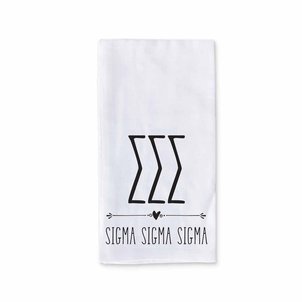 Sigma Sigma Sigma Sorority Kitchen Towel with Boho Design