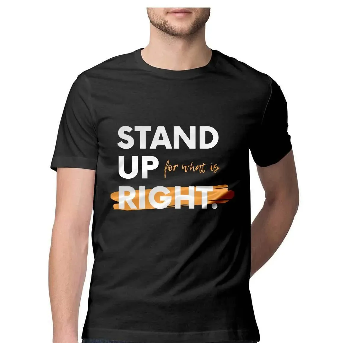 Stand Up Round Neck T-shirt for Men