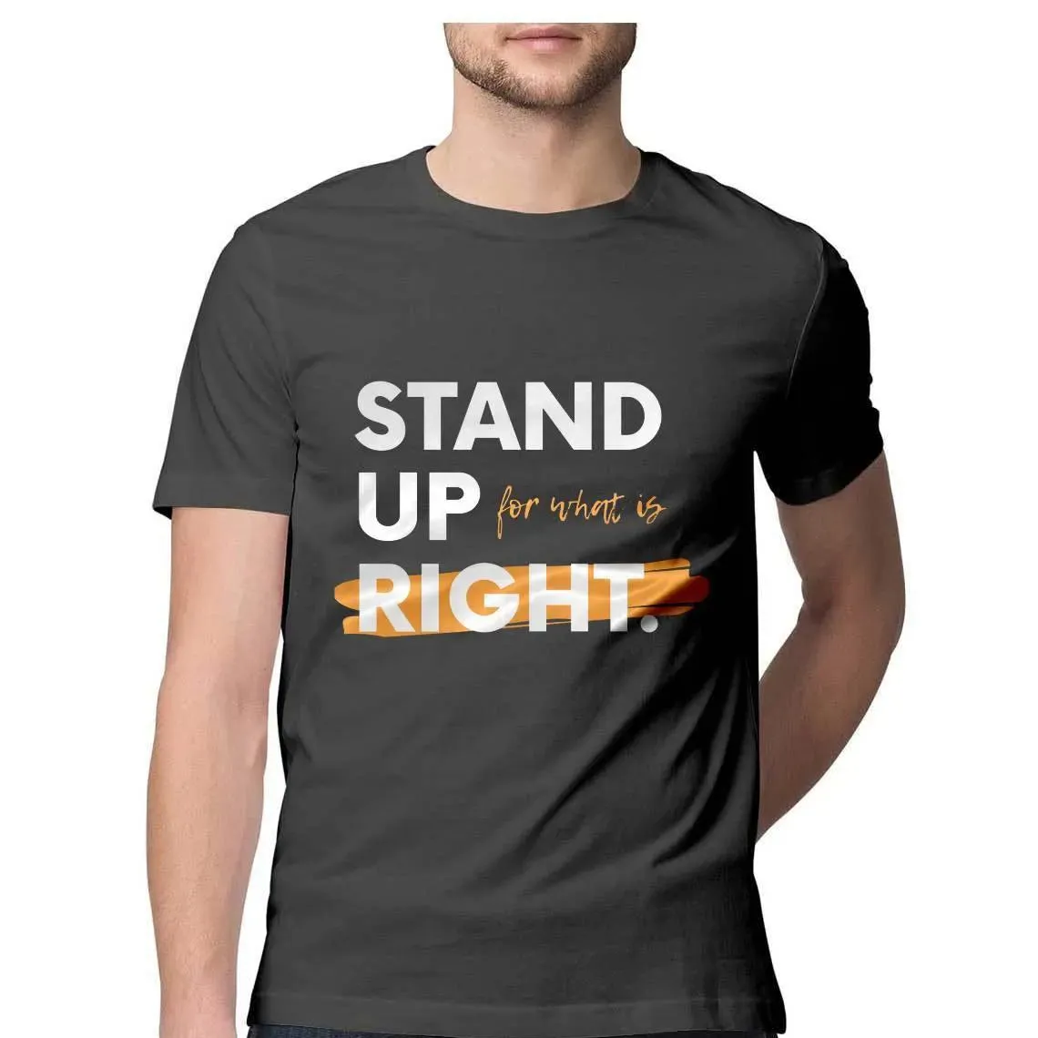 Stand Up Round Neck T-shirt for Men