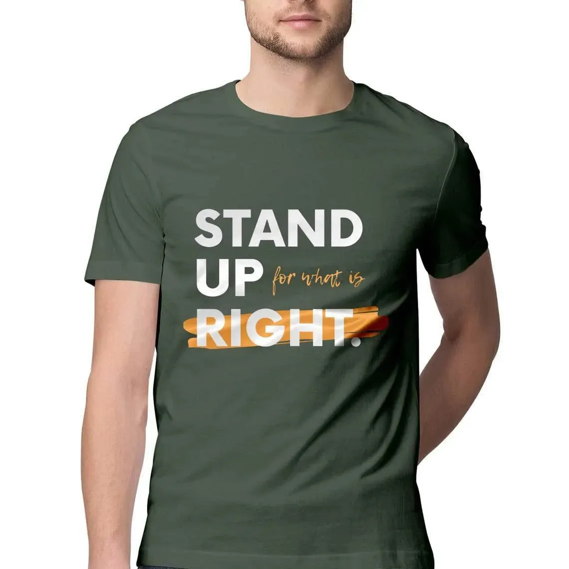 Stand Up Round Neck T-shirt for Men