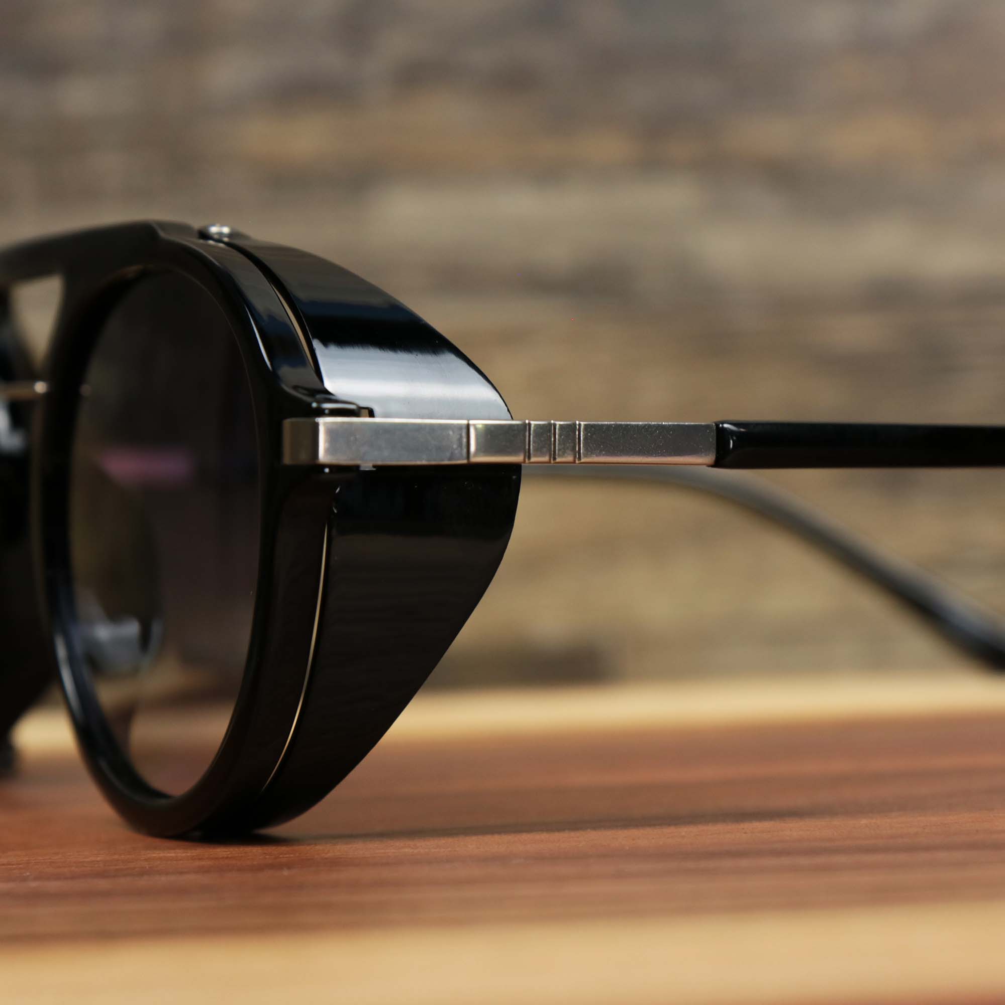 Steampunk Frames Black Lens Sunglasses with Black Glossy Frame