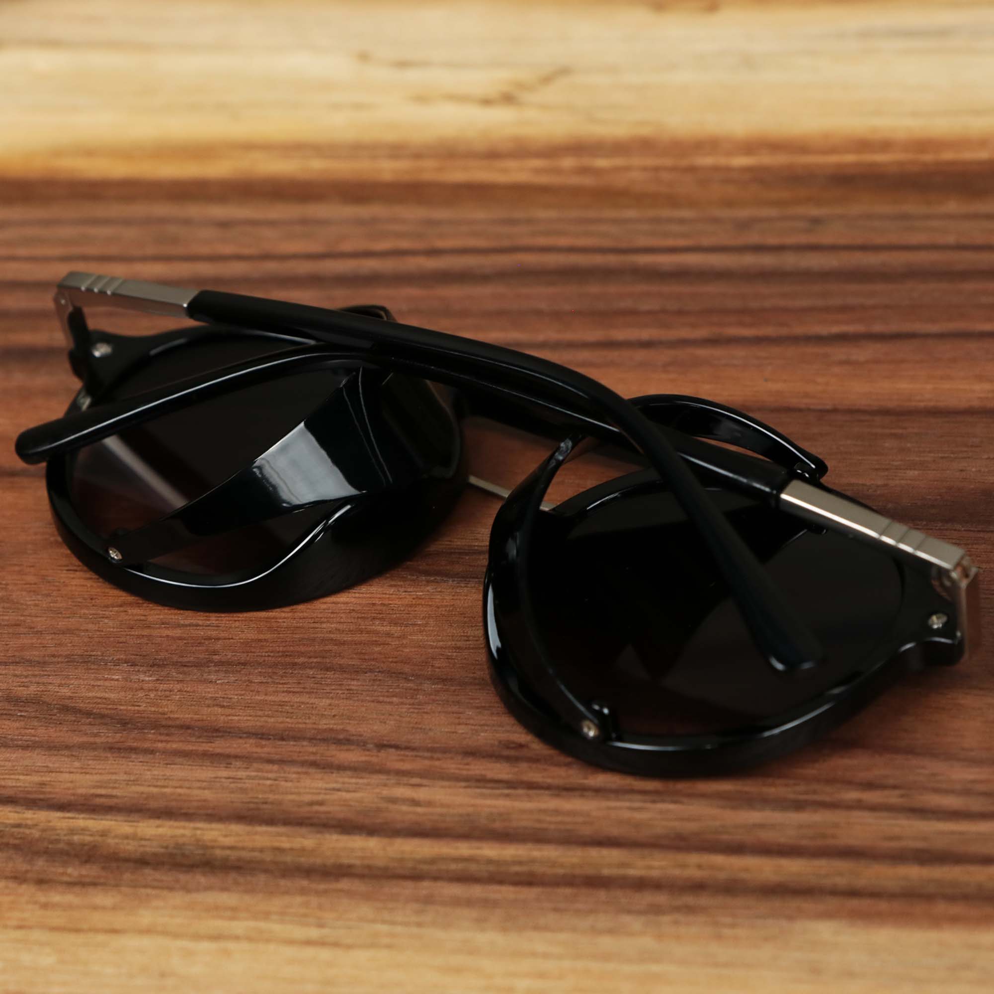 Steampunk Frames Black Lens Sunglasses with Black Glossy Frame