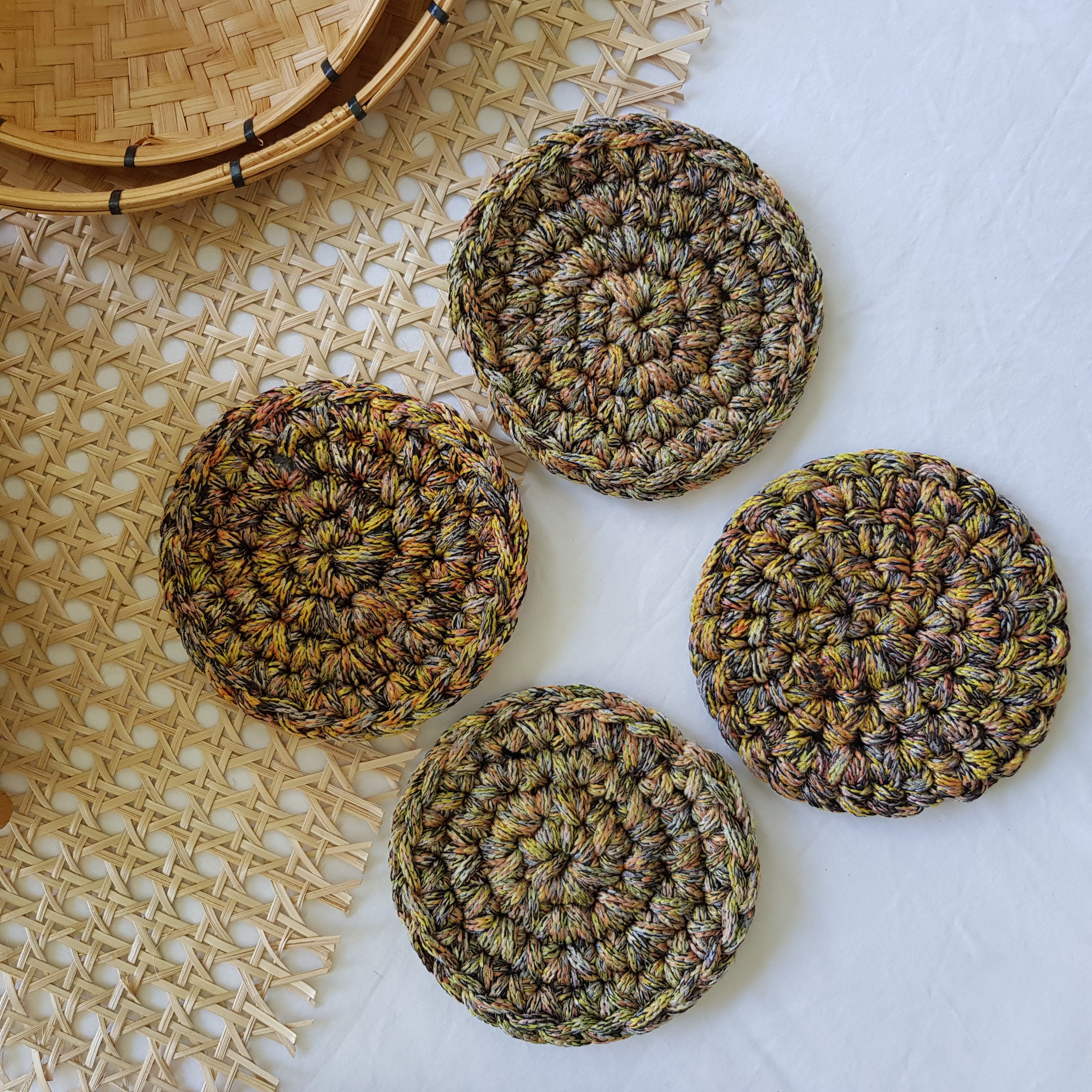 Swirl Macramé Coaster in Yellow (Set of 4)