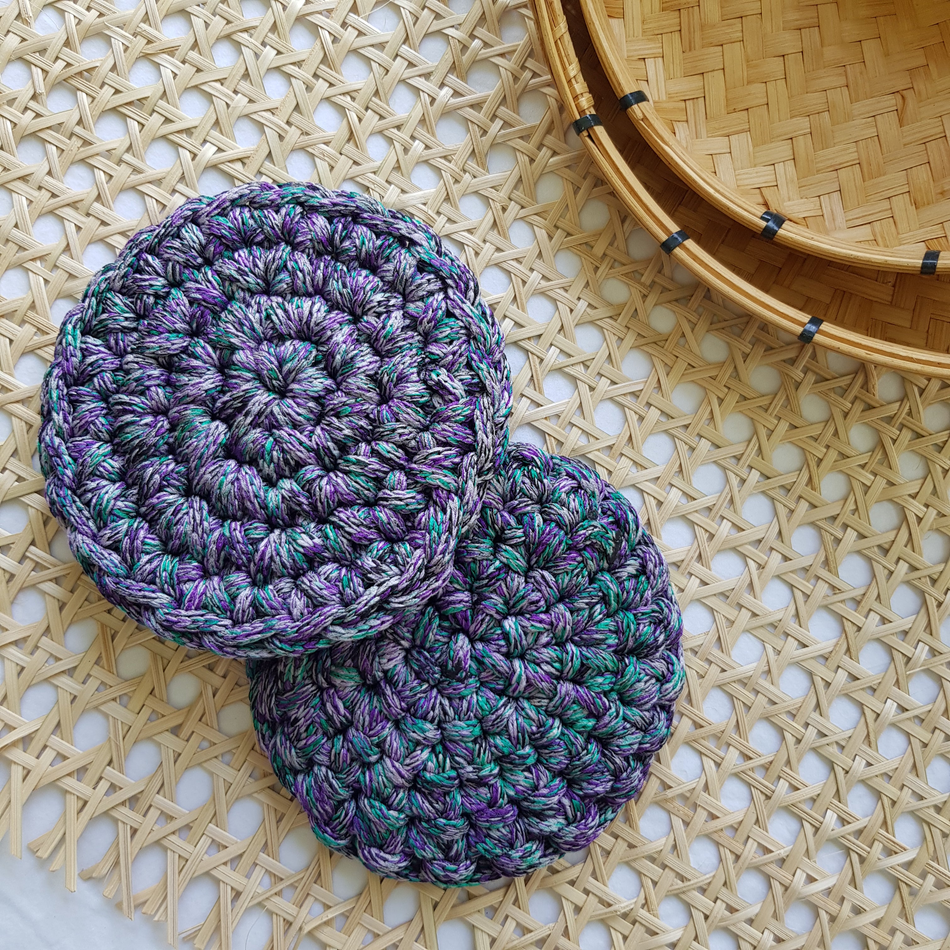 Swirl Macramé Coasters in Purple (Set of 4)