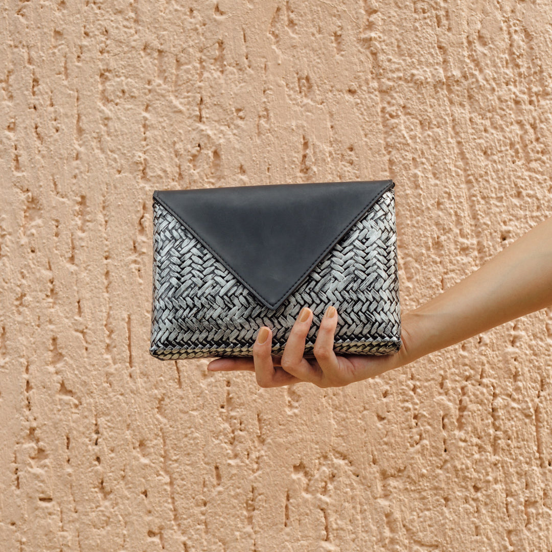 The Bamboo Clutch in Silver