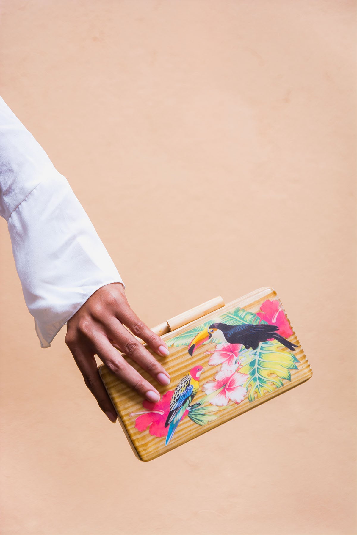 Tropical Birds Wooden Clutch