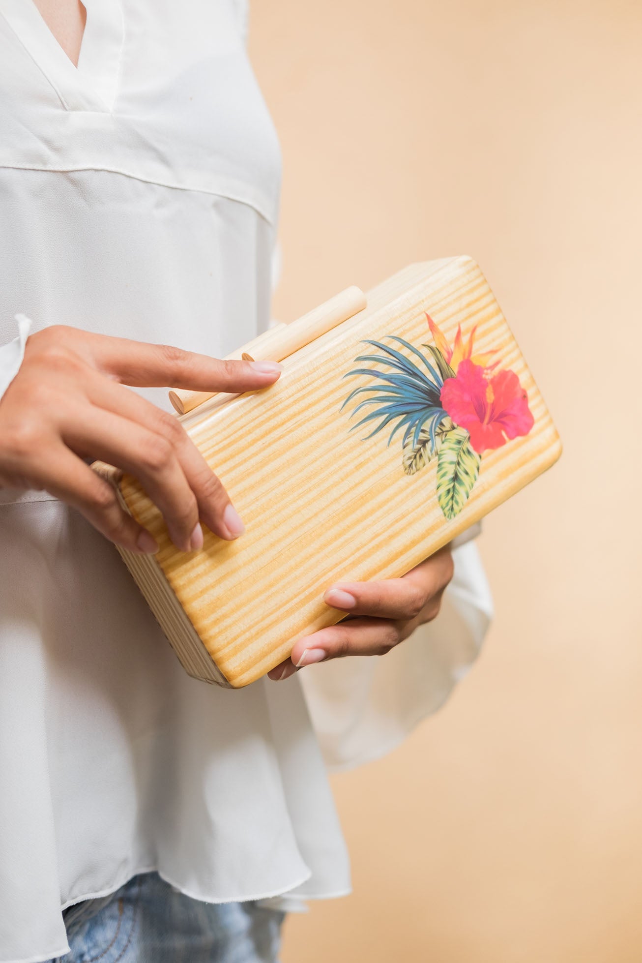 Tropical Rainforest Wooden Clutch