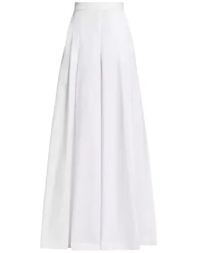 White Wide Leg Cotton Twill Pant