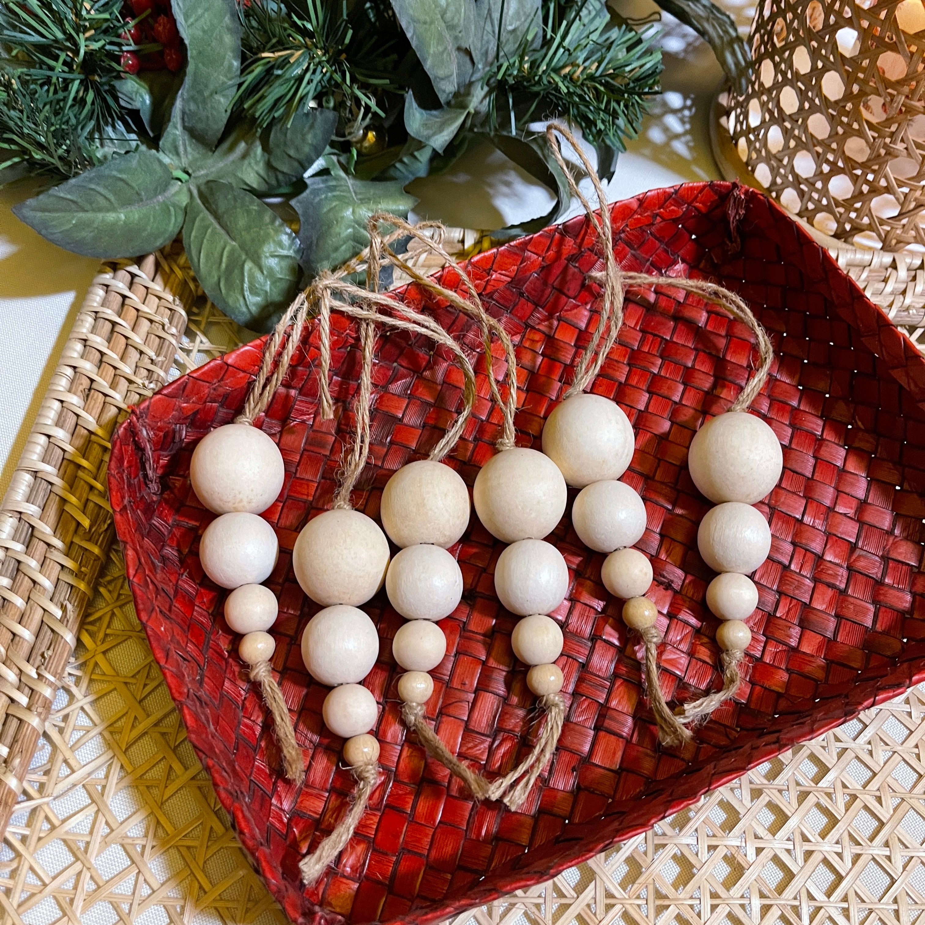 Wooden Balls Christmas Ornaments (Set of 6)